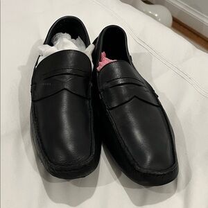 Prada Black Leather Slip-On Loafers